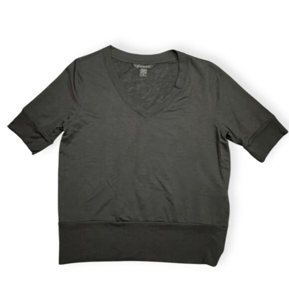 ATHLETA Women’s Black Short Sleeve Step Forward Sweatshirt Tee Size Small Petite - Picture 3 of 8